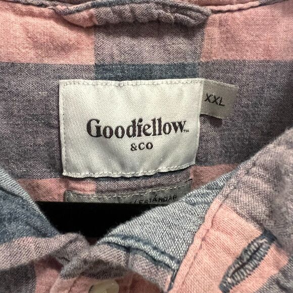 Goodiellow & Co Mens Plaid Button Up Shirt Pink and Blue Size XXL - Picture 2 of 9